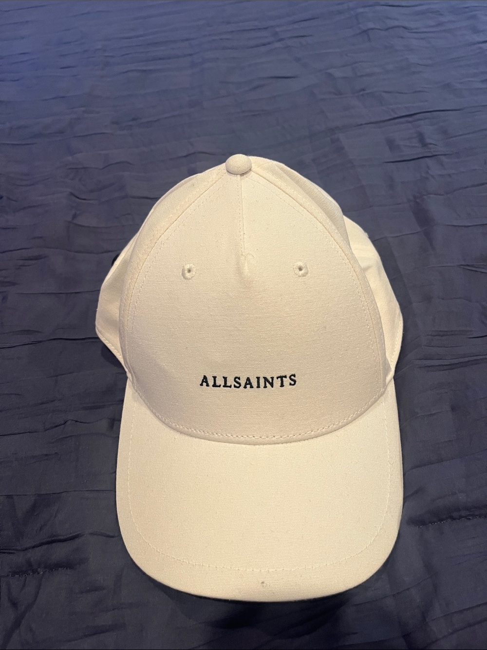 All Saints White Logo Cap with Black Embroidery